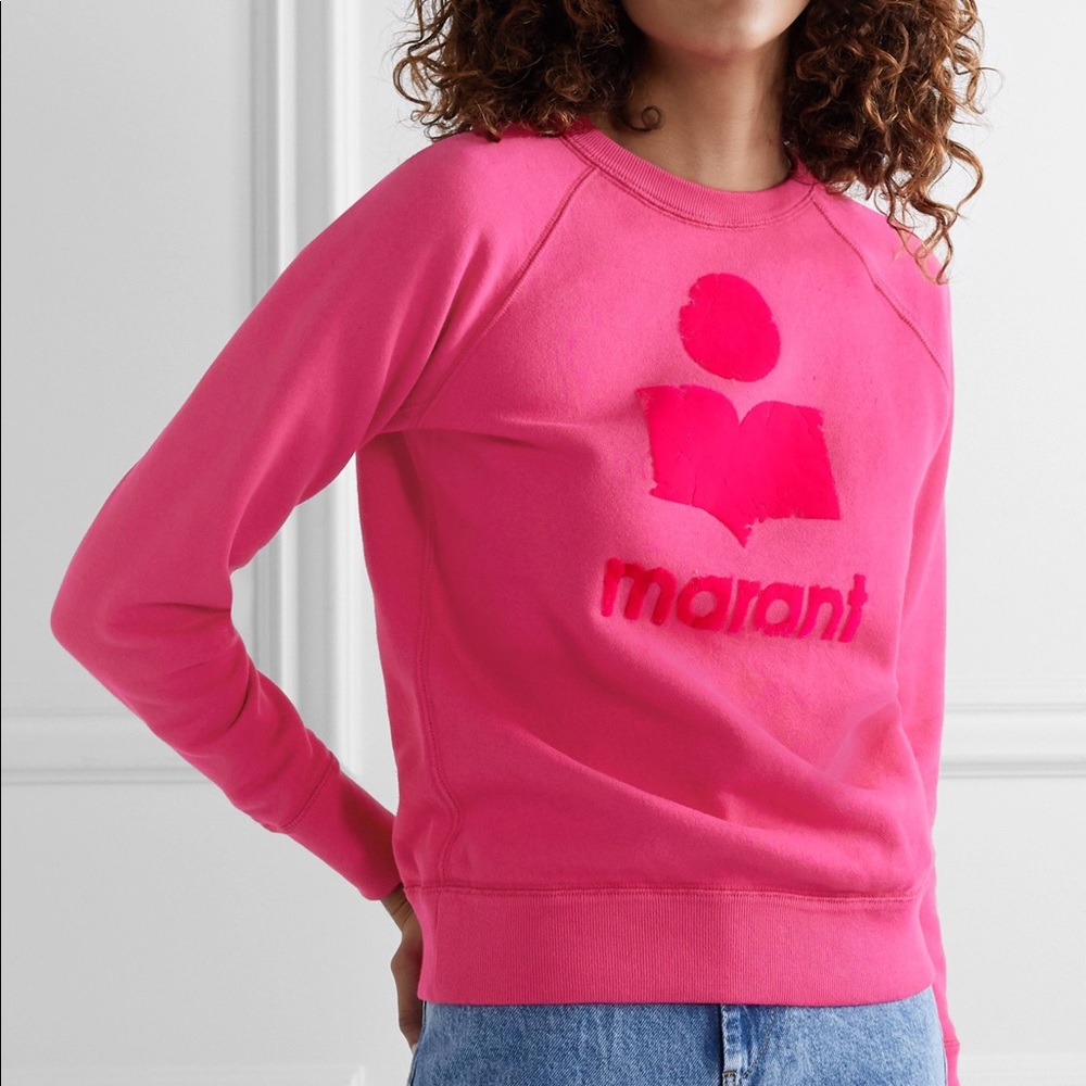 Isabel Marant Hot Pink Logo Crewneck Sweater